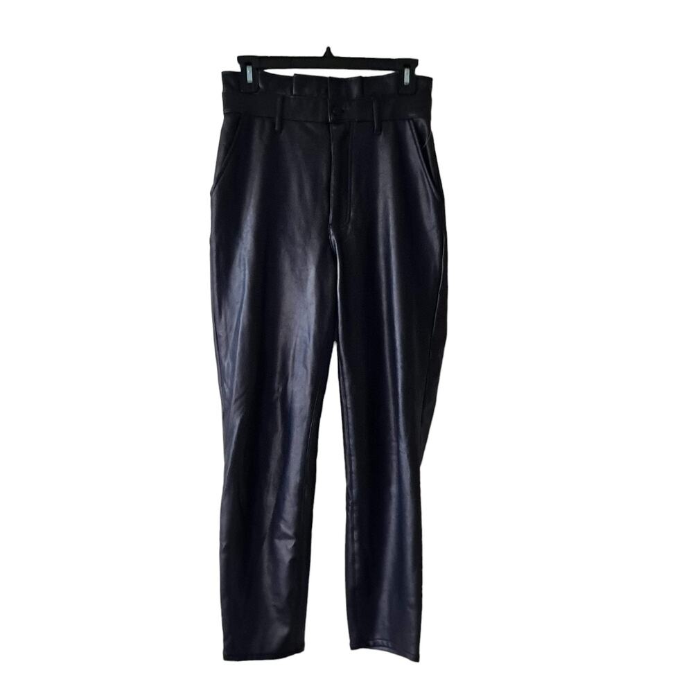 Abercrombie & Fitch Vegan Faux Leather Paperbag Pants Black Womens Size Small